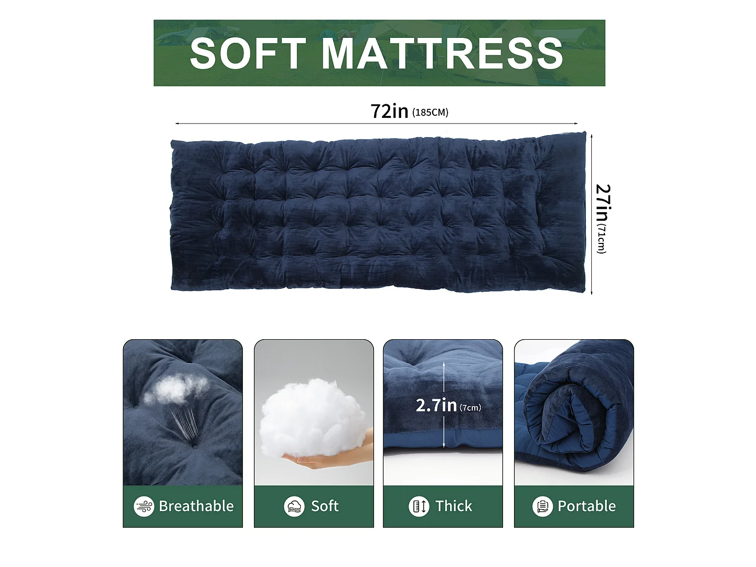 Portable Folding Bed with Mattress for Camping