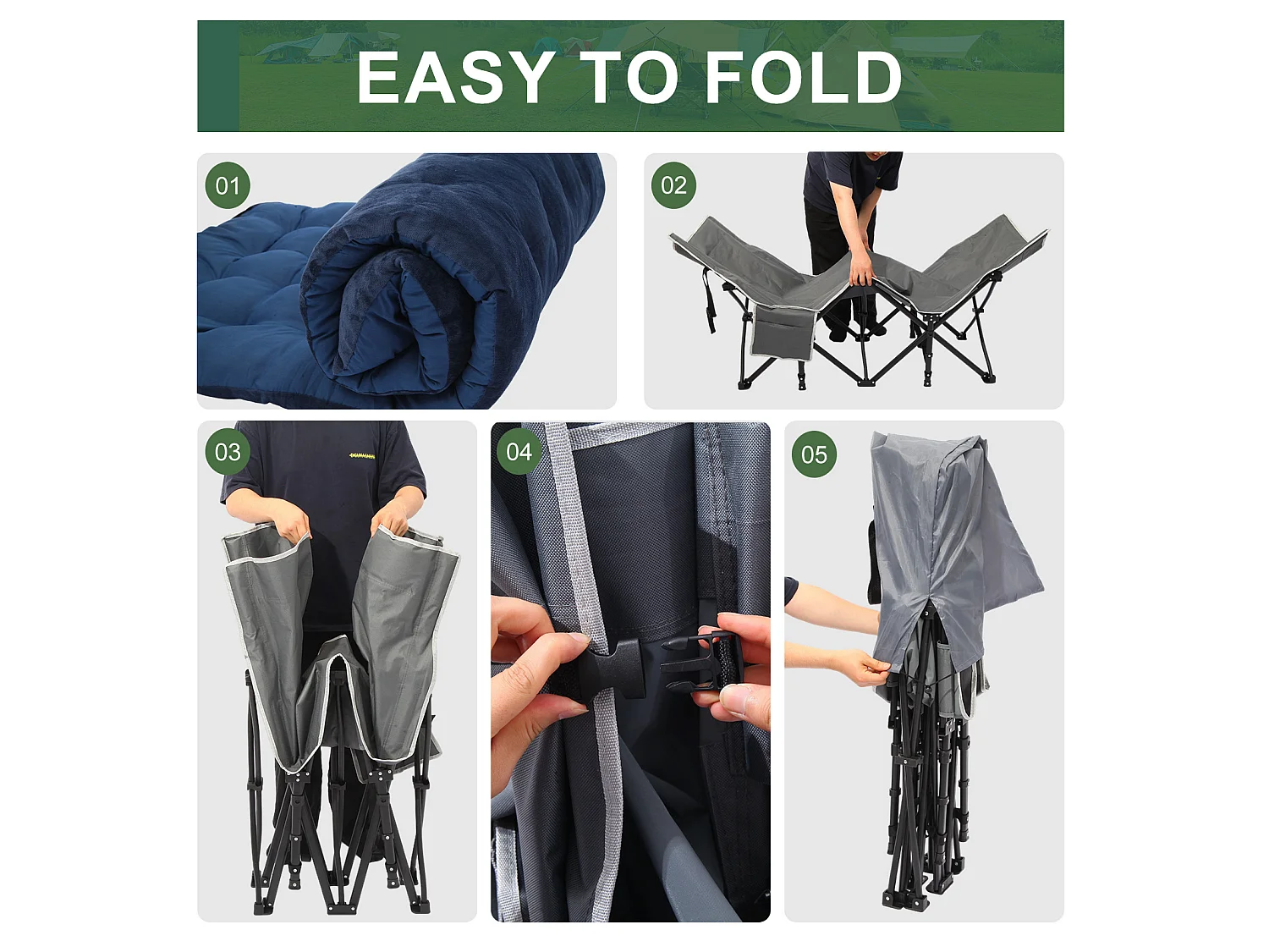 Portable Folding Bed with Mattress for Camping