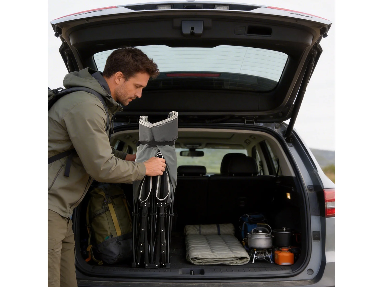 Portable Folding Bed with Mattress for Camping