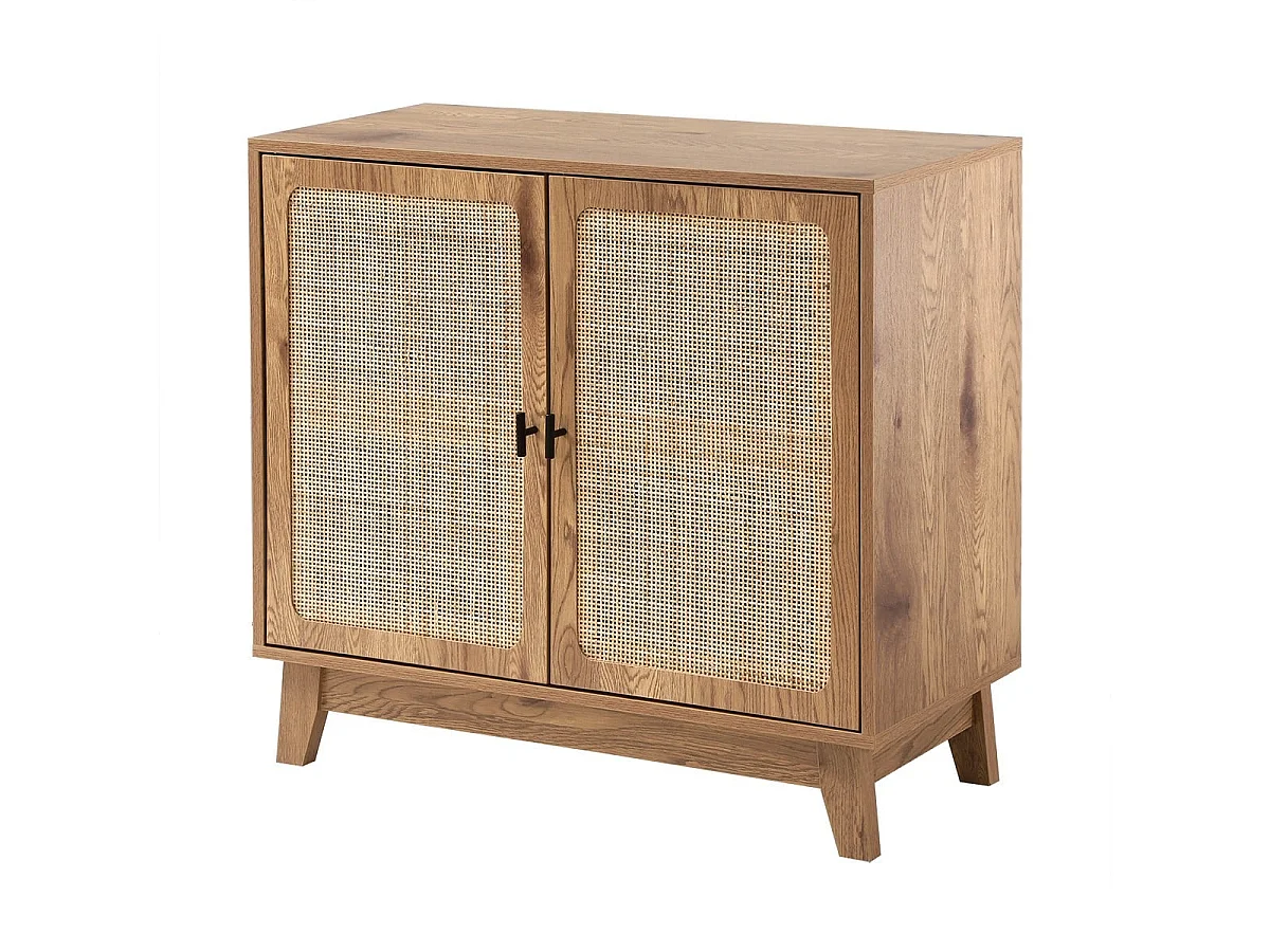 Buffet in Rattan con 2 Ante e Ripiano Regolabile - ALIA 80 cm