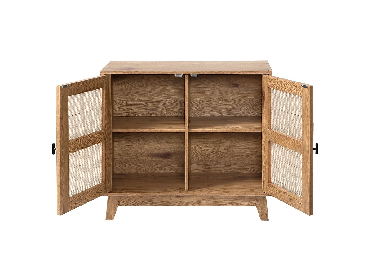 Buffet in Rattan con 2 Ante e Ripiano Regolabile - ALIA 80 cm
