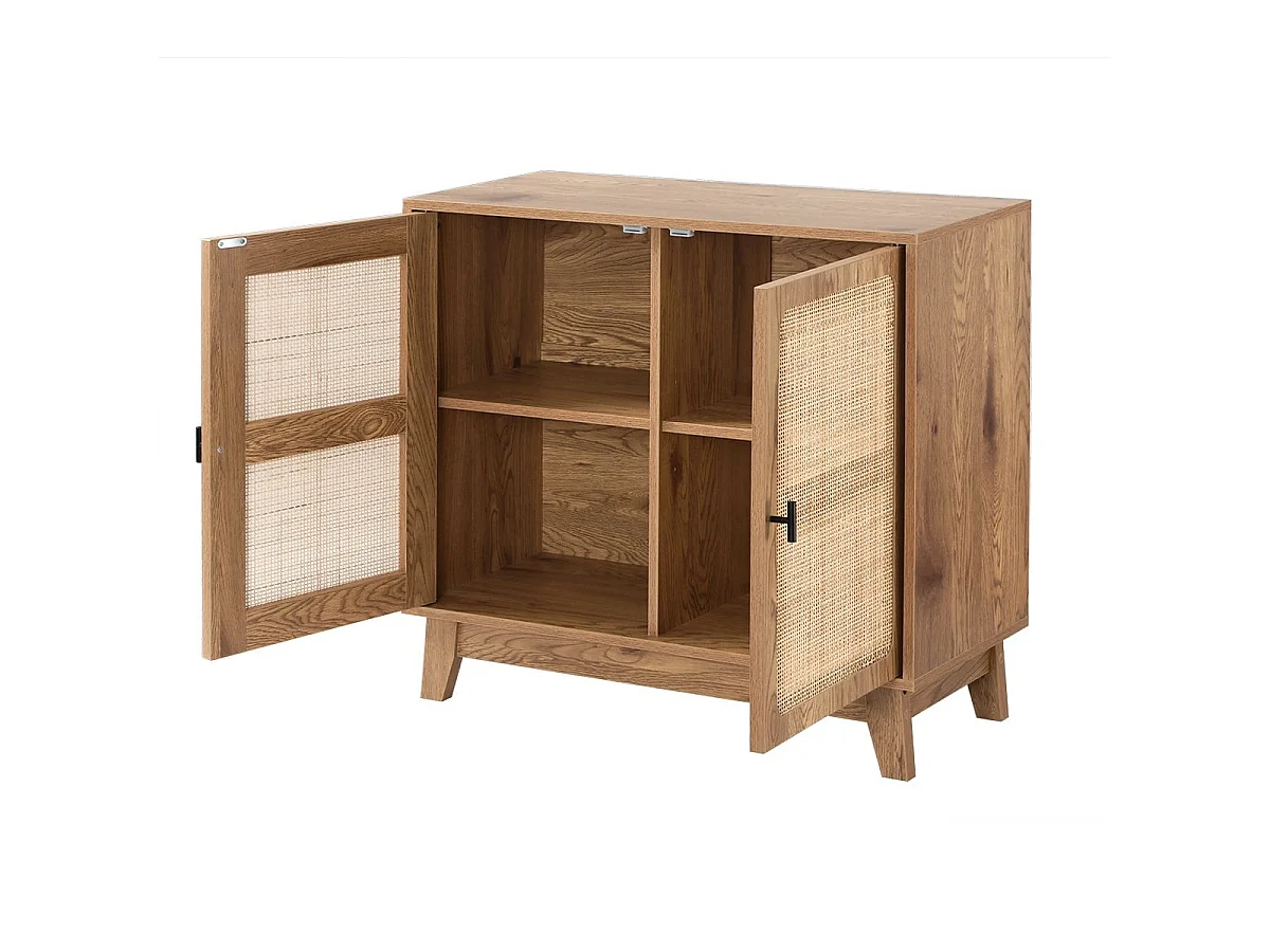 Buffet in Rattan con 2 Ante e Ripiano Regolabile - ALIA 80 cm