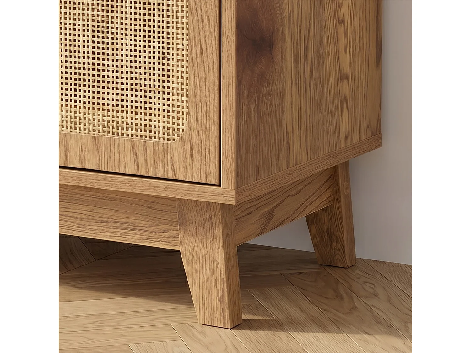 Buffet in Rattan con 2 Ante e Ripiano Regolabile - ALIA 80 cm