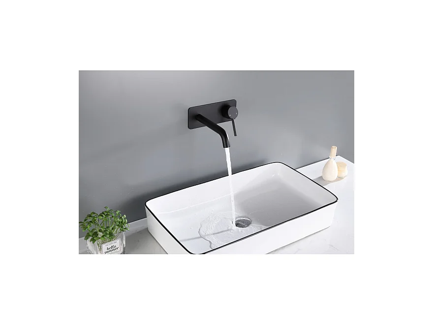 LuxuryBain, Robinet, mitigeur de lavabo encastré rond design noir mat pour sallle de bain