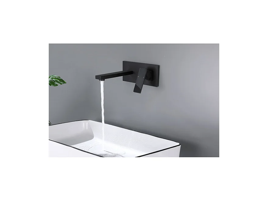 LuxuryBain, Robinet, mitigeur de lavabo encastré design noir mat pour sallle de bain