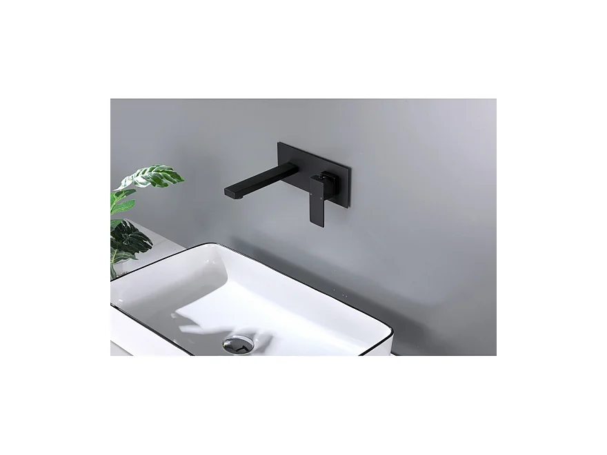 LuxuryBain, Robinet, mitigeur de lavabo encastré design noir mat pour sallle de bain