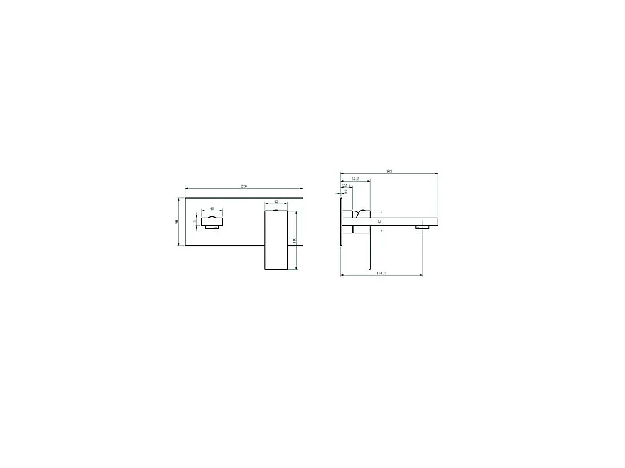 LuxuryBain, Robinet, mitigeur de lavabo encastré design noir mat pour sallle de bain