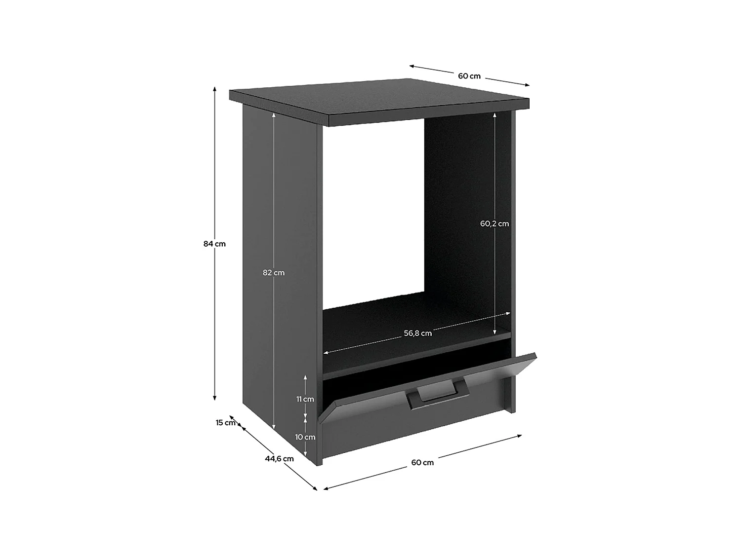 Módulo de cocina para horno kirsten y  negro y grafito para hogar moderno mueble de almacenaje  - Homekit