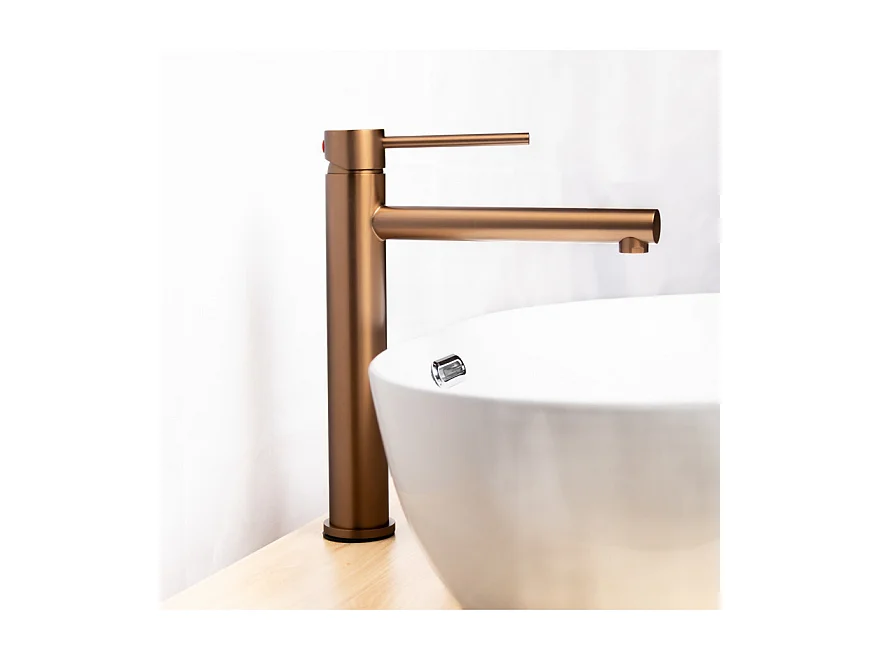 LuxuryBain, Robinet, mitigeur de lavabo réhaussé design cuivré pour sallle de bain