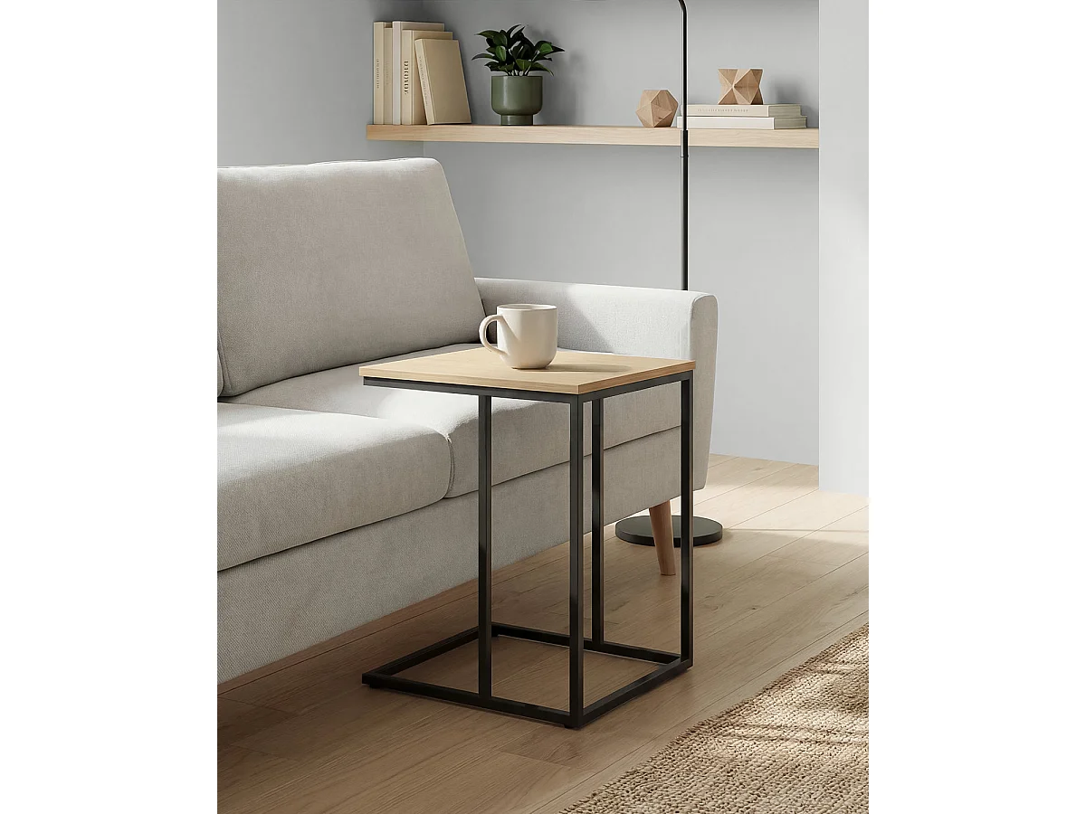 Mesa auxiliar Mara - Color Madera natural y negro - Homekit
