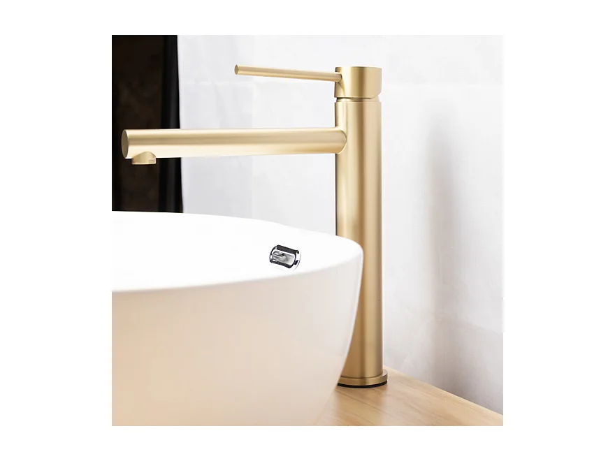 LuxuryBain, Robinet, mitigeur de lavabo réhaussé design doré pour sallle de bain