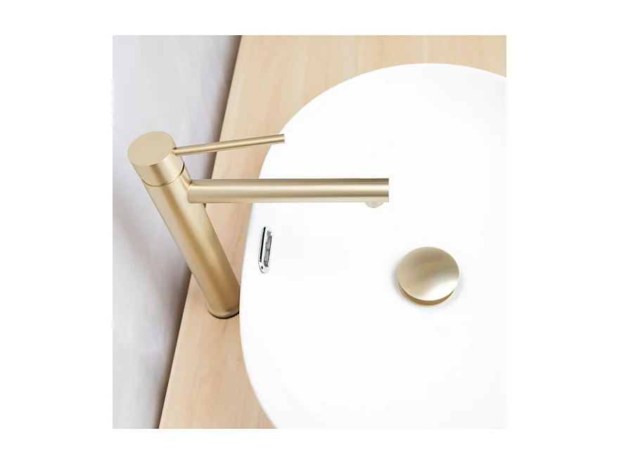 LuxuryBain, Robinet, mitigeur de lavabo réhaussé design doré pour sallle de bain