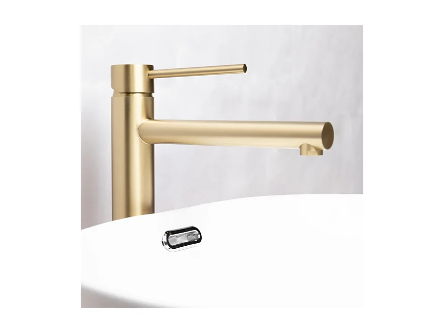 LuxuryBain, Robinet, mitigeur de lavabo réhaussé design doré pour sallle de bain