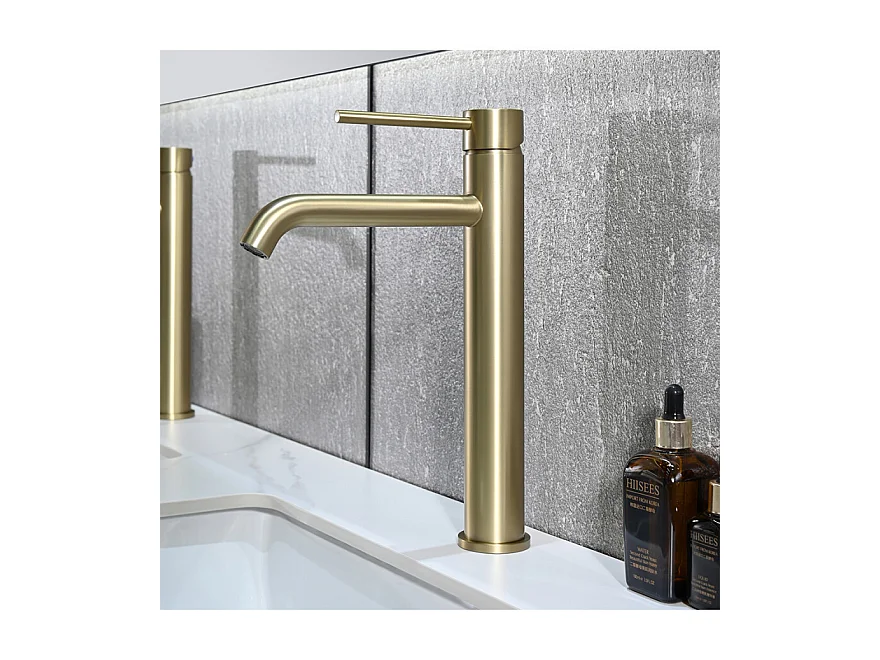 LuxuryBain- Grand Mitigeur, robinet de lavabo pour salle de bain réhaussé design et moderne doré