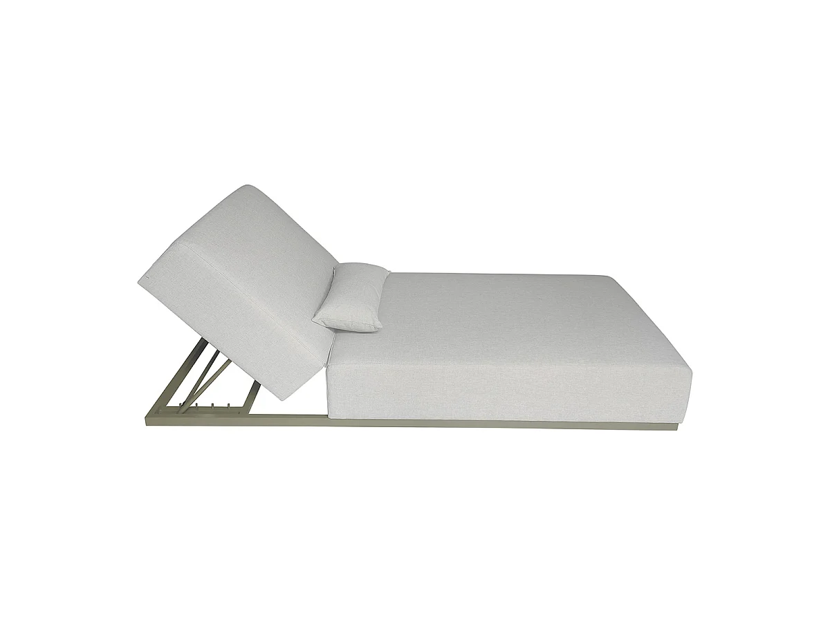 Transat inclinable 216cm en aluminium Kaki clair et tissu Beige chiné CAVALLO