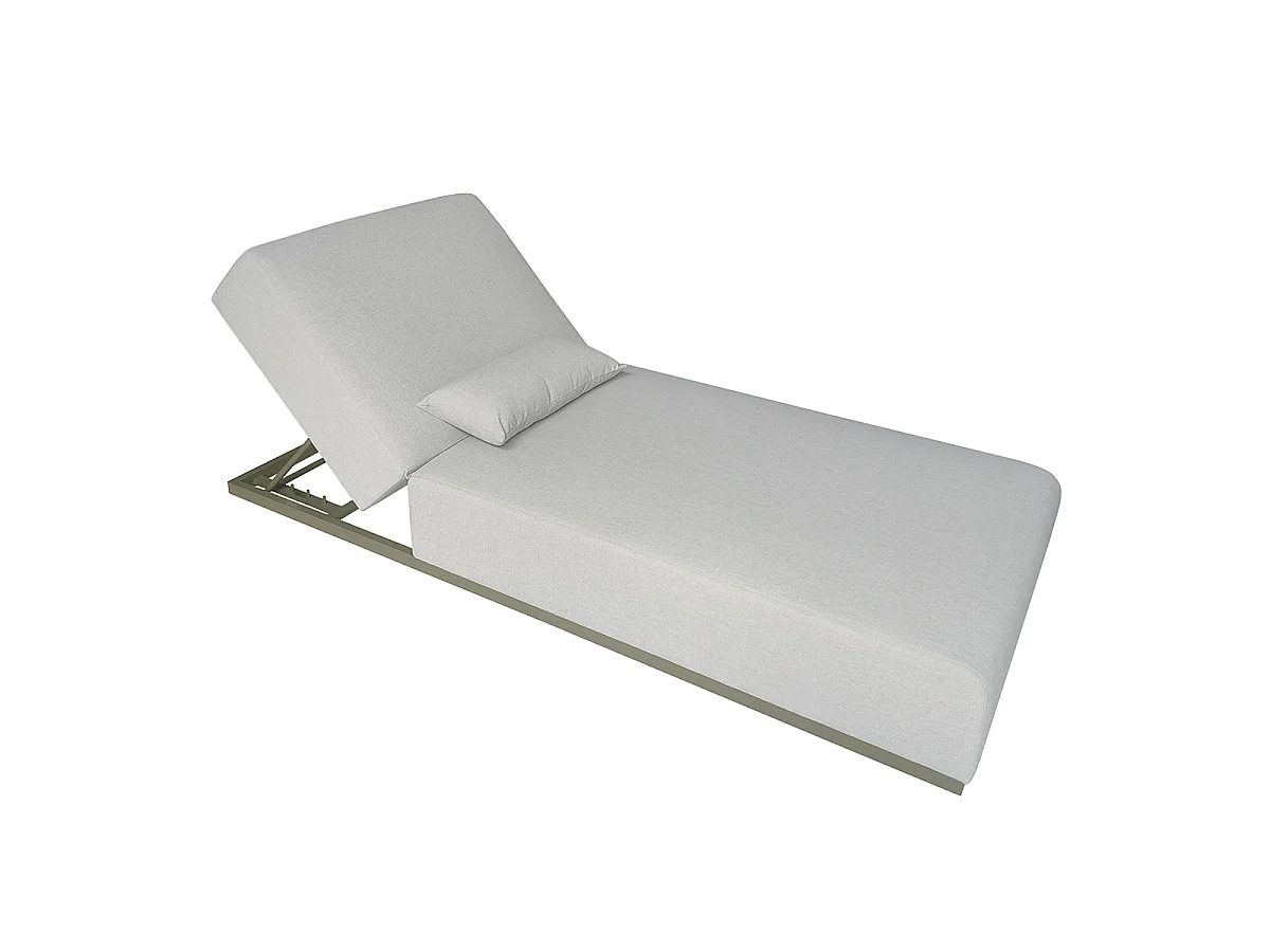 Transat inclinable 216cm en aluminium Kaki clair et tissu Beige chiné CAVALLO