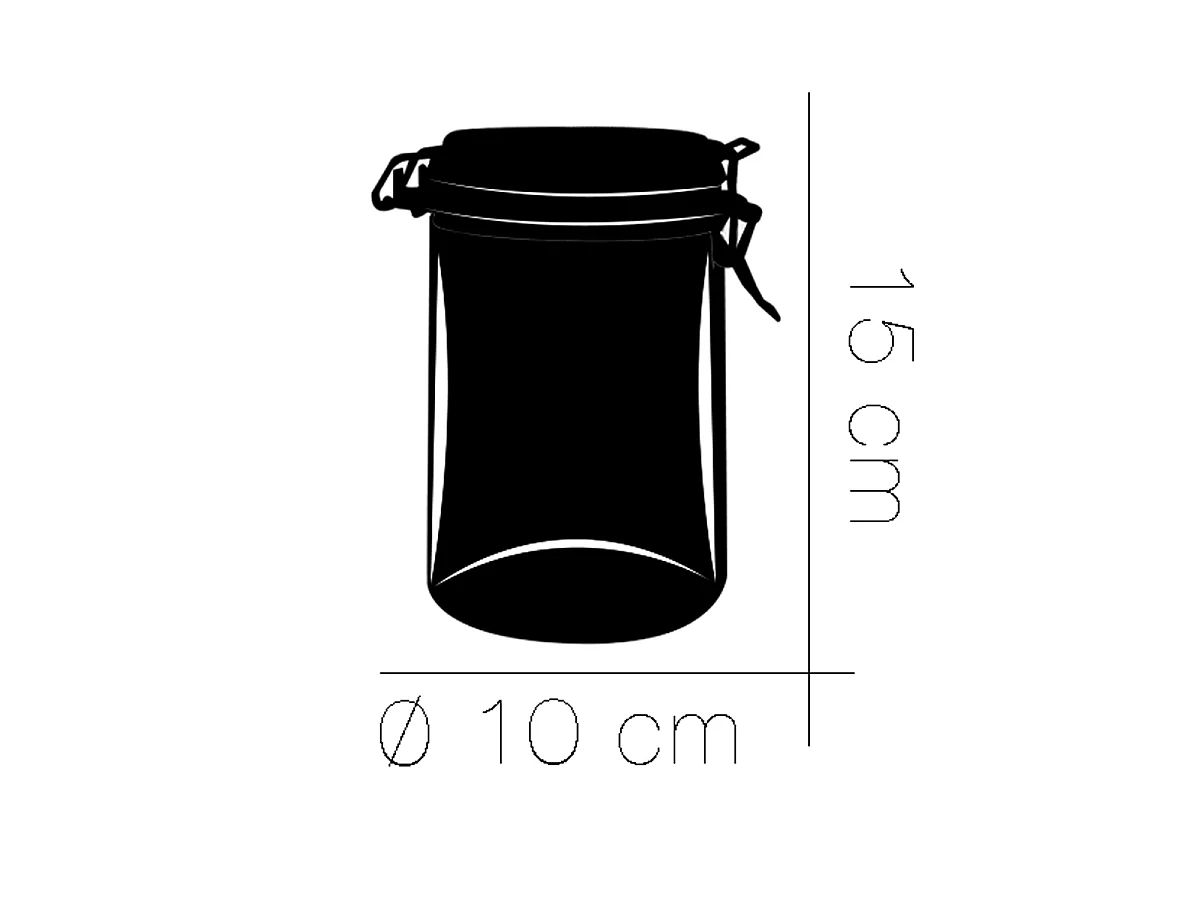 Lot de 6 bocaux hermétiques de conservation en verre avec couvercle à clip, capacité 0,75 L - Hauteur 15 x Diamètre 10 cm