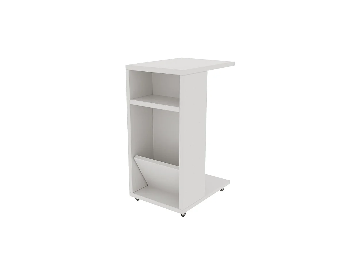 Mesa auxiliar con ruedas tisha blanco para hogar moderno mueble de almacenaje  - Homekit