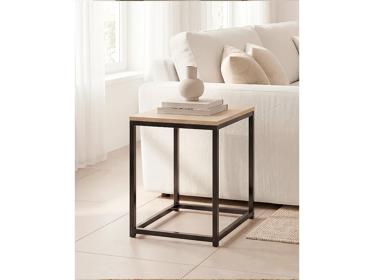 Mesa auxiliar Mindy - Color Madera natural y negro - Homekit