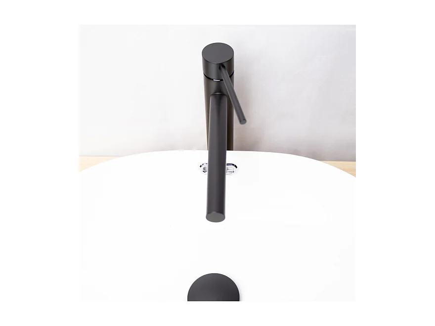 LuxuryBain, Robinet, mitigeur de lavabo réhaussé design noir mat pour sallle de bain