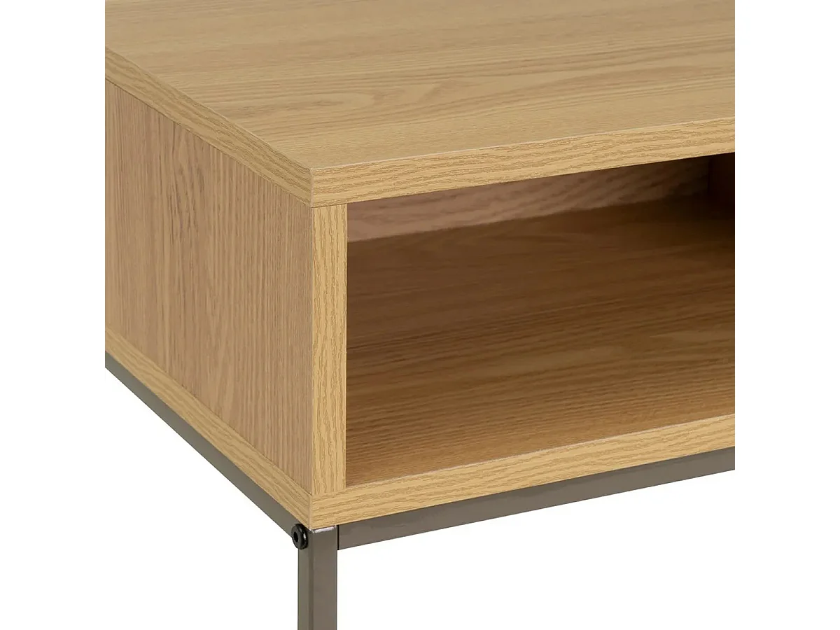 Meuble console, table console en bois coloris naturel et métal gris - Longueur 80 x Profondeur 30 x Hauteur 75 cm