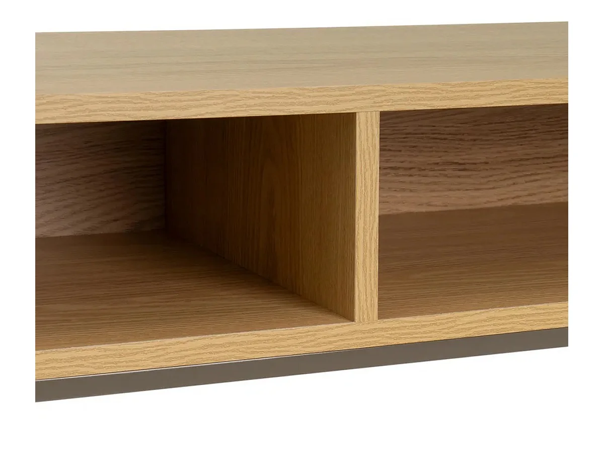 Meuble console, table console en bois coloris naturel et métal gris - Longueur 80 x Profondeur 30 x Hauteur 75 cm