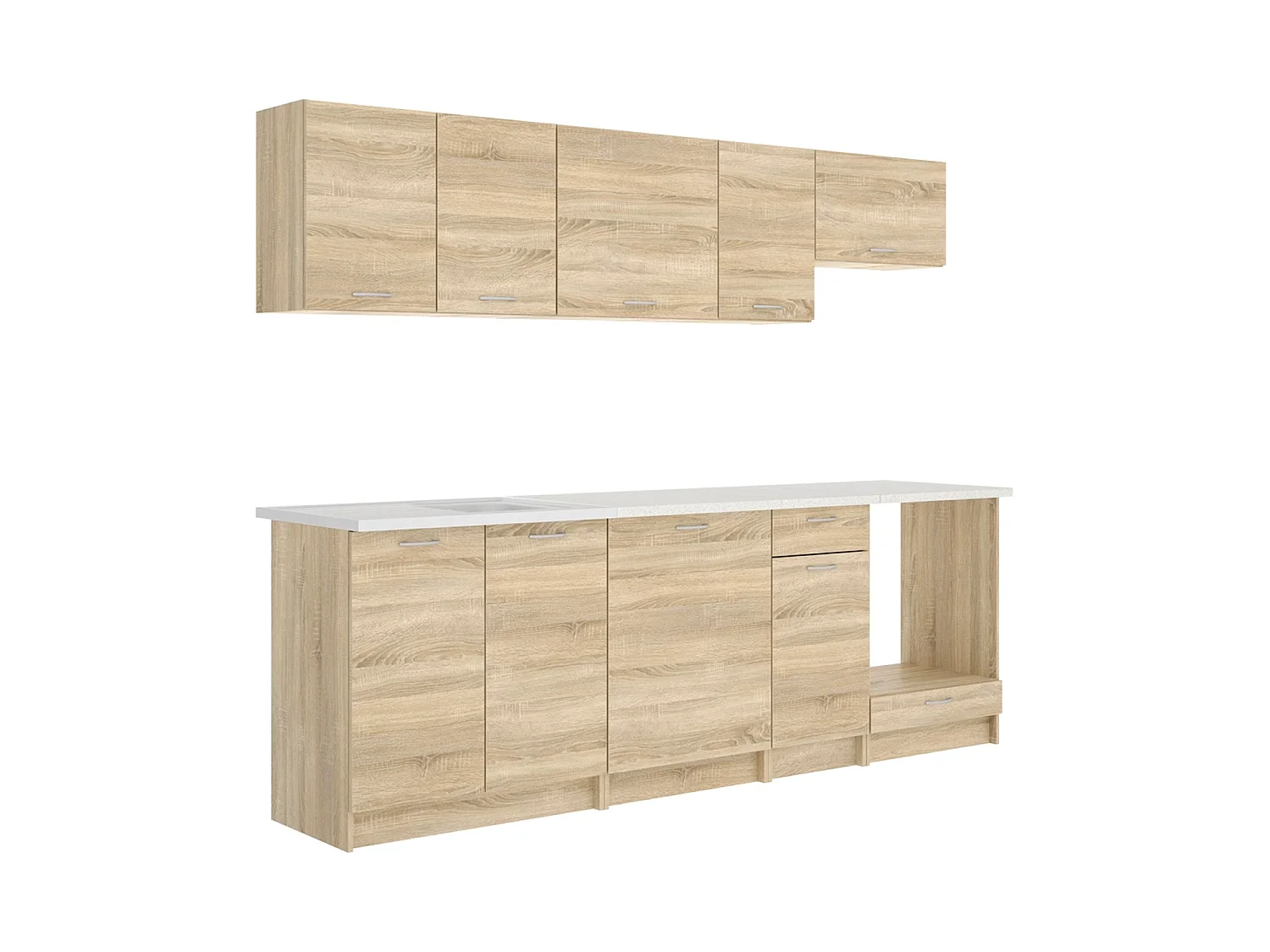 Cocina modular kirsten con módulo de horno y 240cm ancho natural y beige y madera para hogar moderno mueble de almacenaje  - Homekit