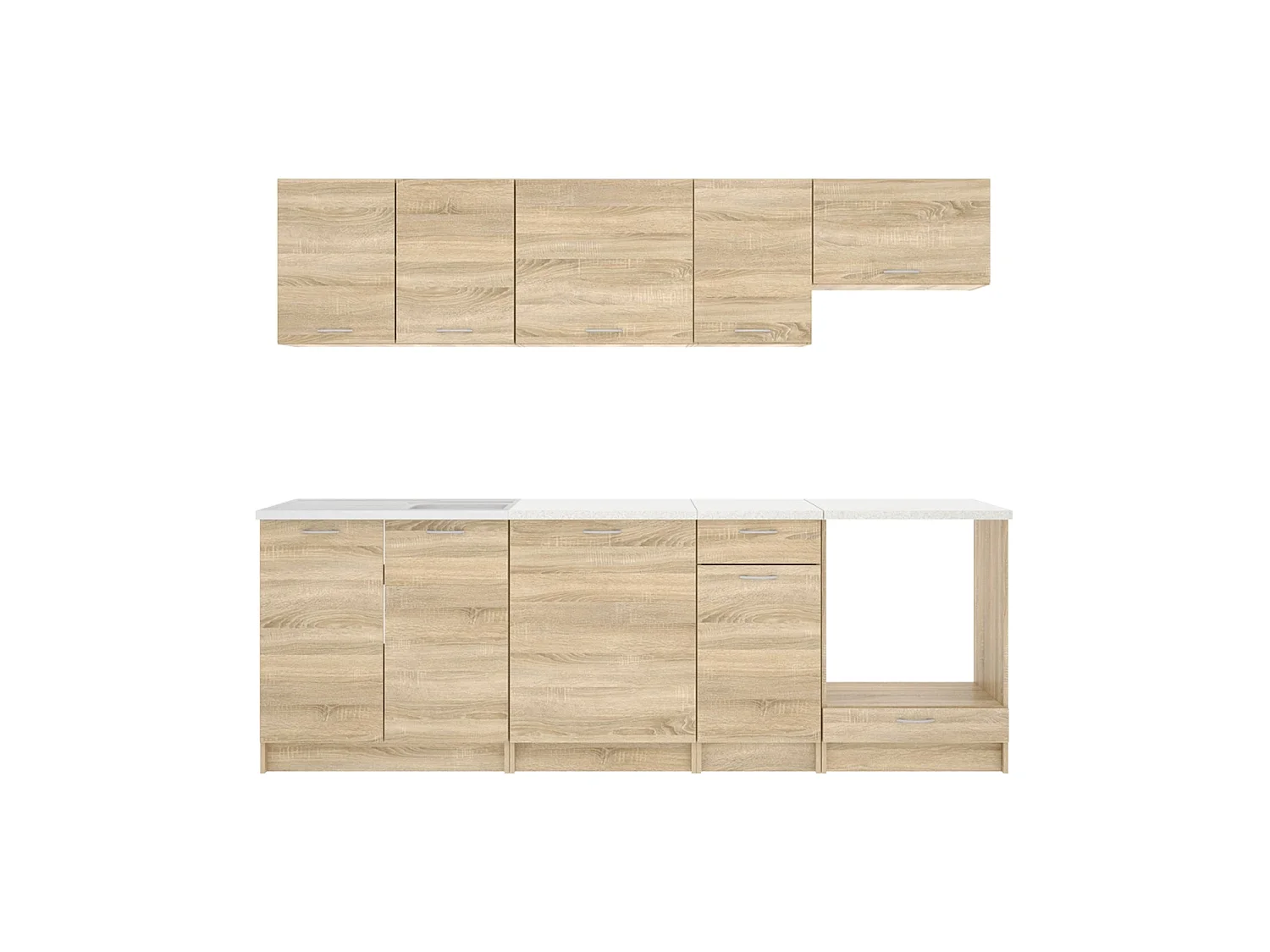 Cocina modular kirsten con módulo de horno y 240cm ancho natural y beige y madera para hogar moderno mueble de almacenaje  - Homekit