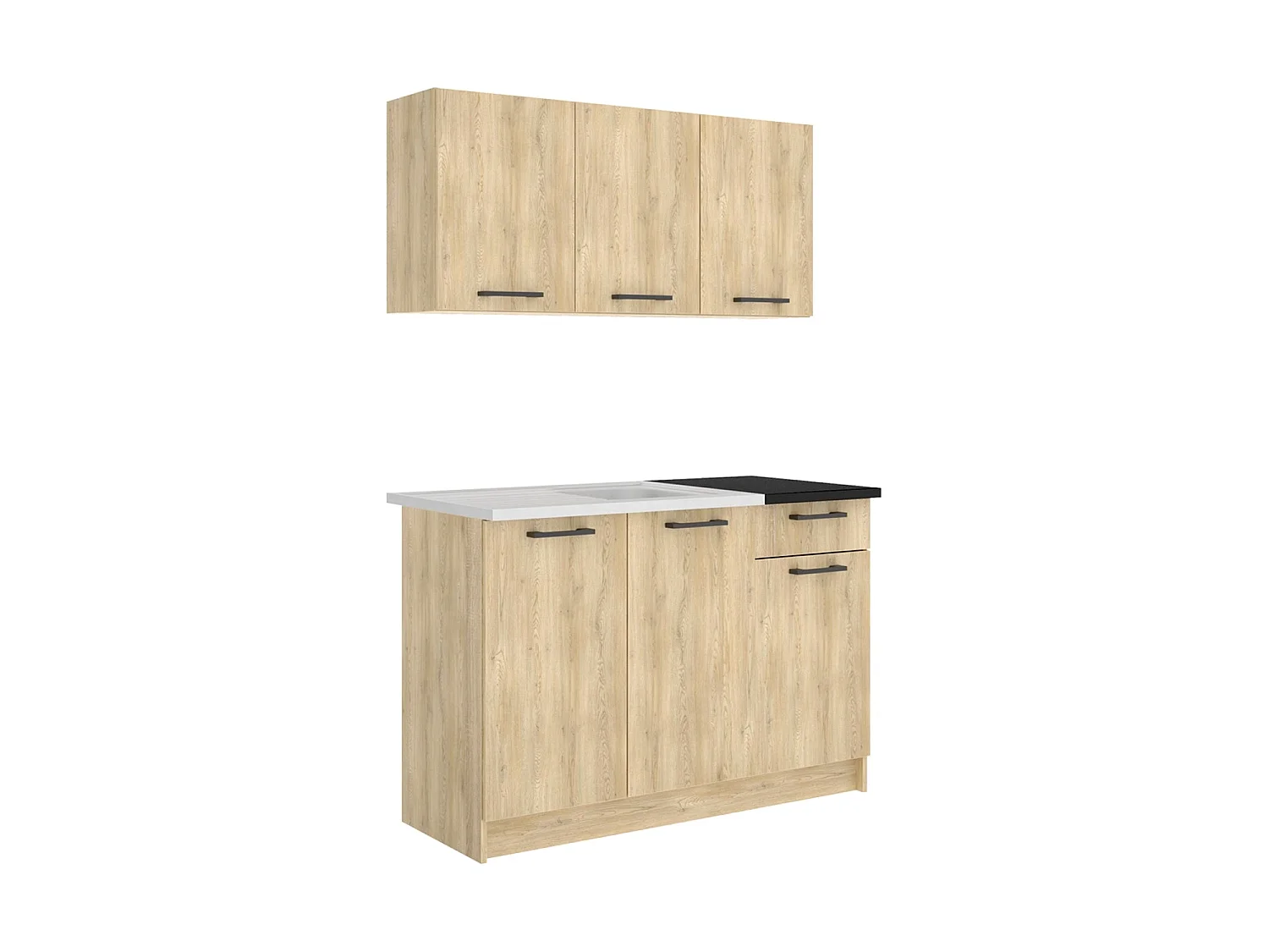 Cocina modular janelle y natural y negro y madera para hogar moderno mueble de almacenaje  - Homekit