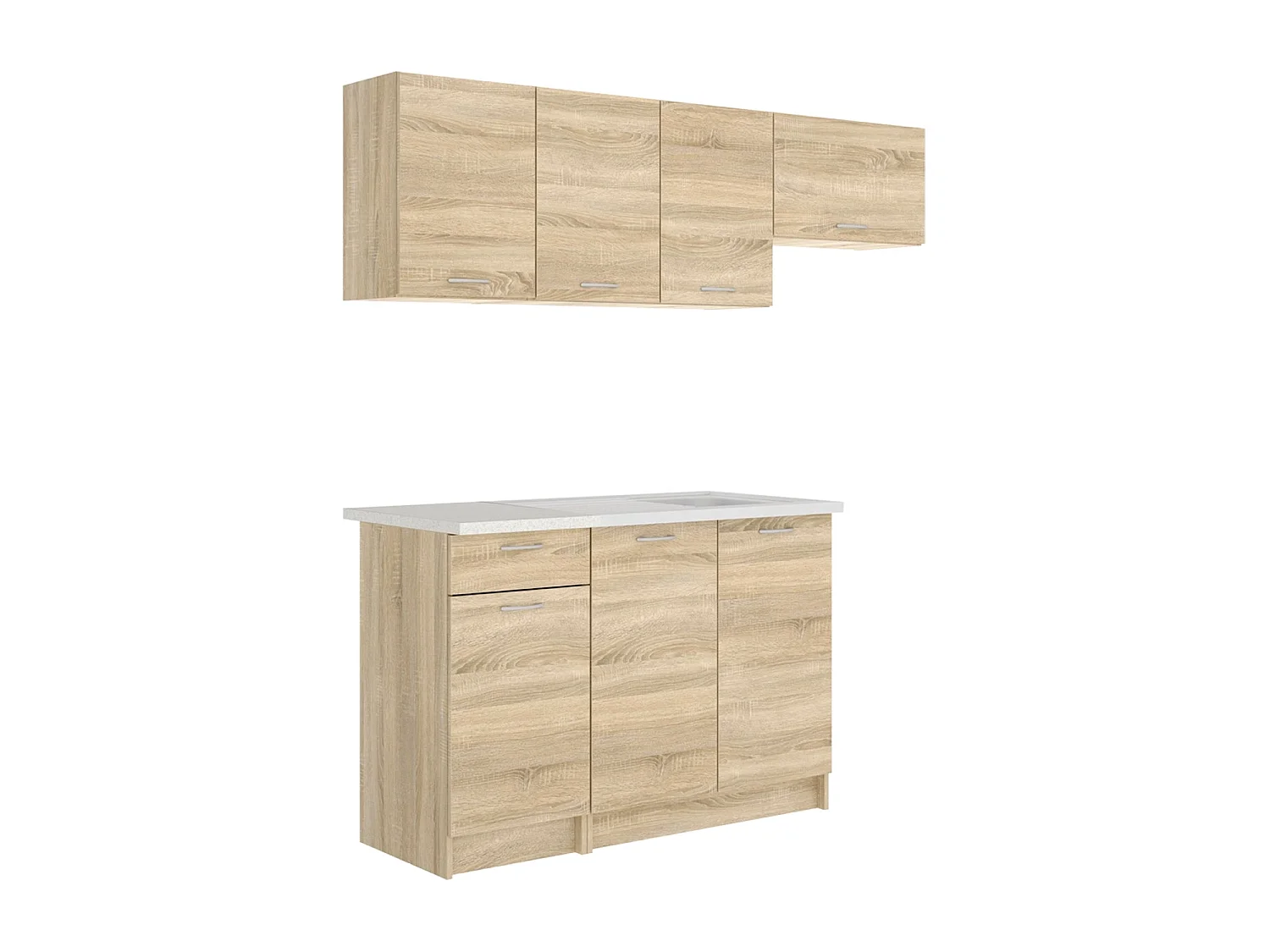 Cocina modular kirsten y 180cm ancho natural y beige y madera para hogar moderno mueble de almacenaje  - Homekit