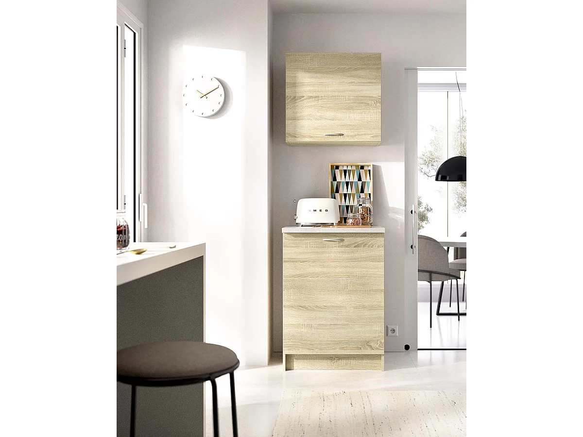 Conjunto de 2 módulos de cocina superior e inferior kirsten y natural y beige y madera para hogar moderno mueble de almacenaje  - Homekit