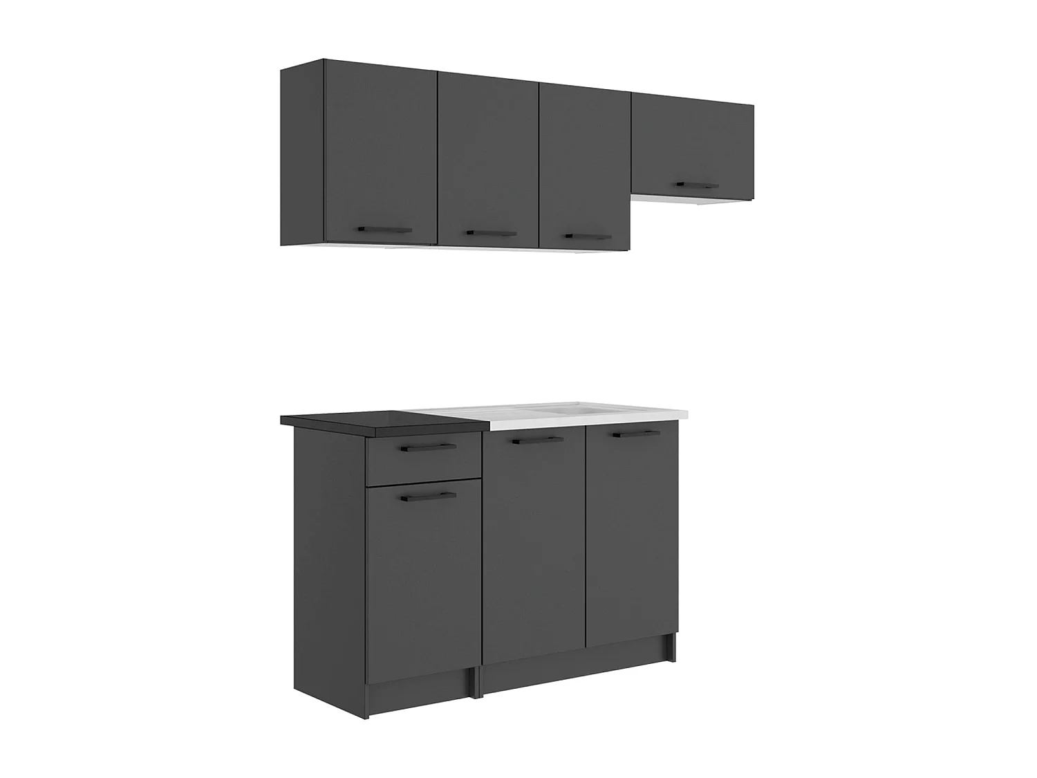 Cocina modular kirsten y 180cm ancho negro y grafito para hogar moderno mueble de almacenaje  - Homekit