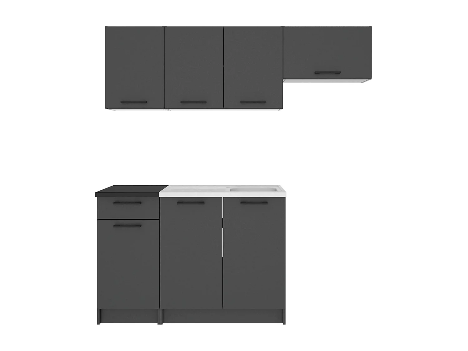 Cocina modular kirsten y 180cm ancho negro y grafito para hogar moderno mueble de almacenaje  - Homekit