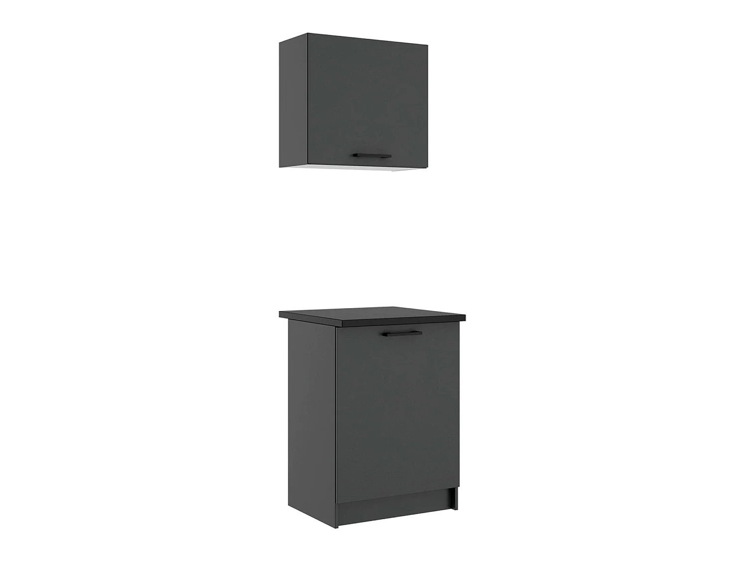 Conjunto de 2 módulos de cocina superior e inferior kirsten y  negro y grafito para hogar moderno mueble de almacenaje  - Homekit