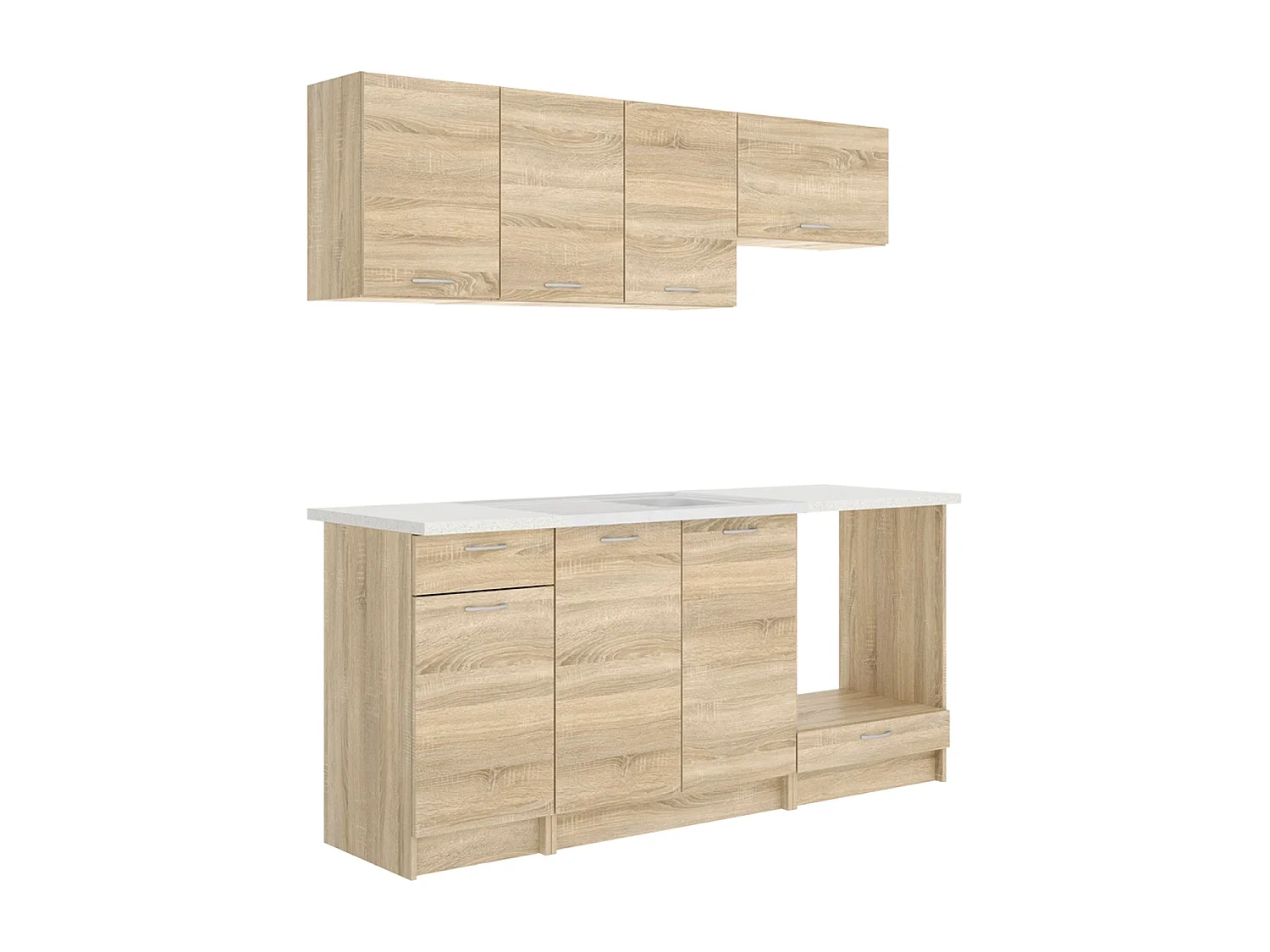 Cocina modular kirsten con módulo de horno y 180cm ancho natural y beige y madera para hogar moderno mueble de almacenaje  - Homekit