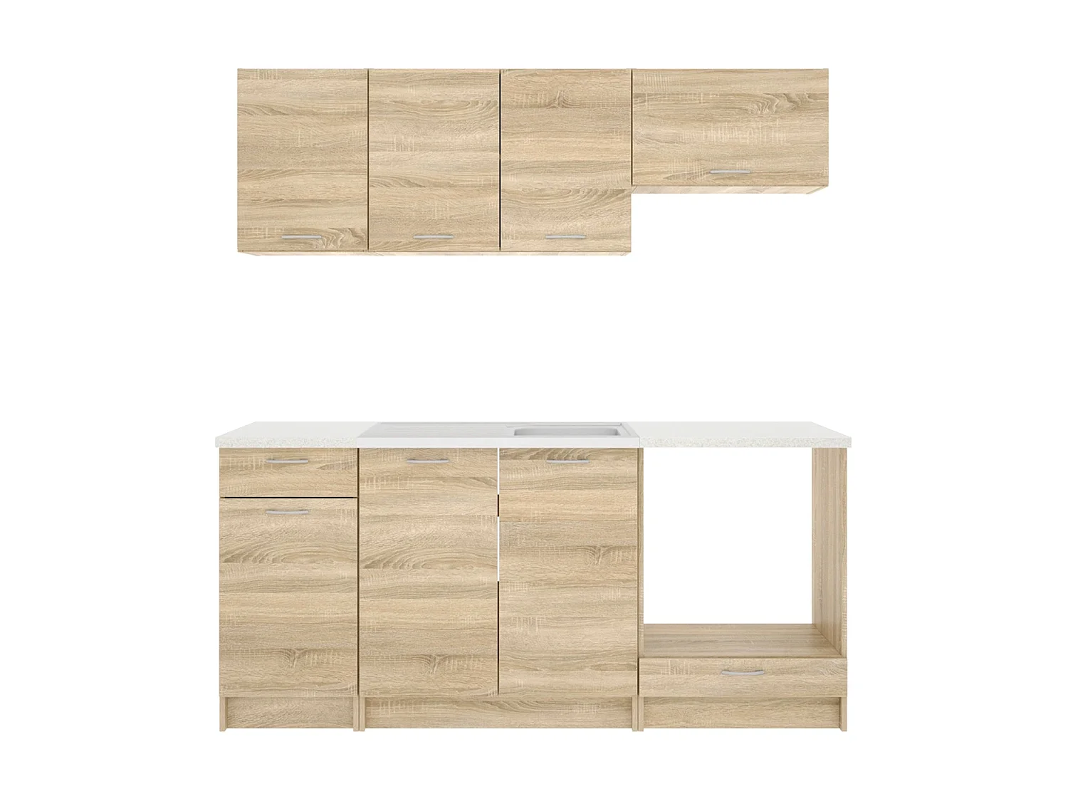 Cocina modular kirsten con módulo de horno y 180cm ancho natural y beige y madera para hogar moderno mueble de almacenaje  - Homekit