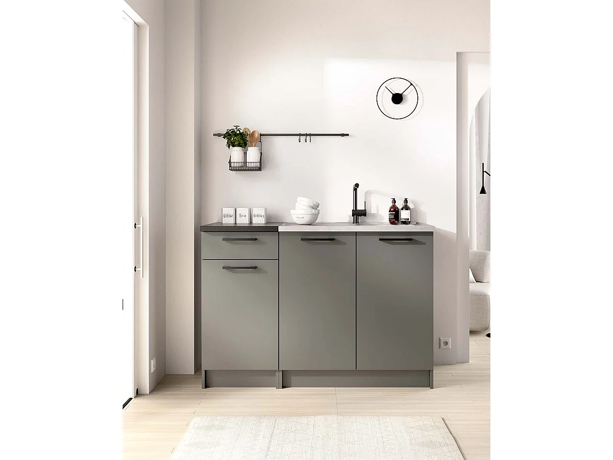 Conjunto de 2 módulos de cocina inferiores kirsten y negro y grafito para hogar moderno mueble de almacenaje  - Homekit