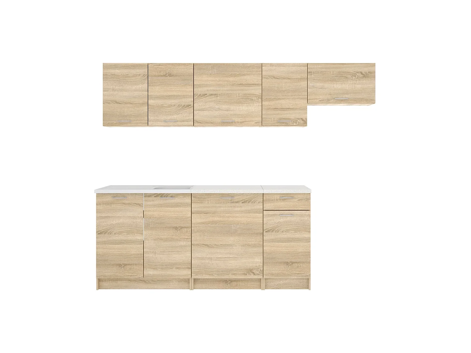 Cocina modular kirsten y 240cm ancho natural y beige y madera para hogar moderno mueble de almacenaje  - Homekit