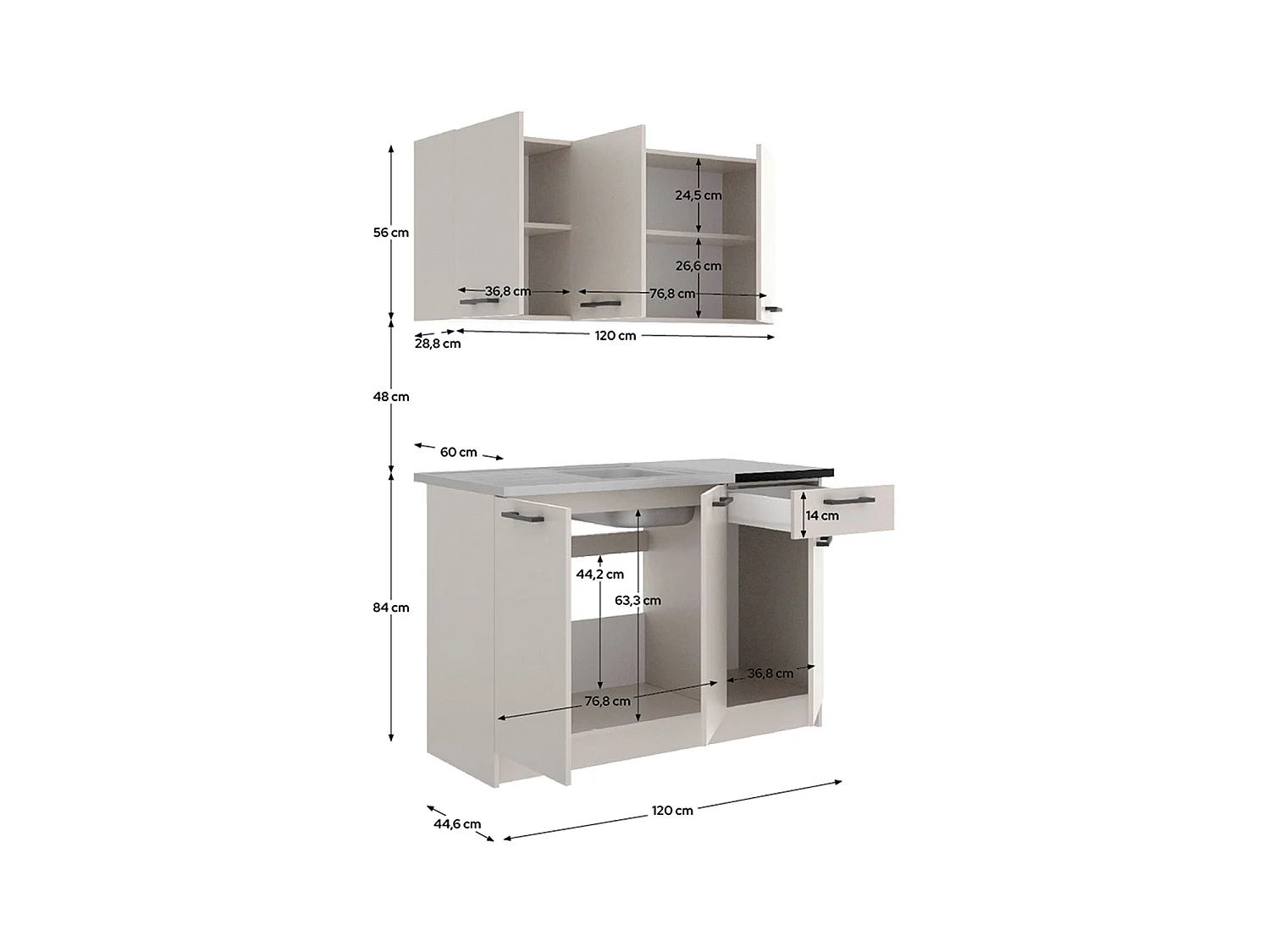 Cocina modular janelle y  negro y beige para hogar moderno mueble de almacenaje  - Homekit