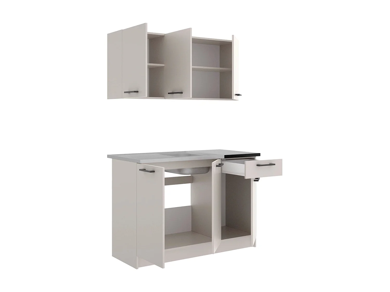 Cocina modular janelle y  negro y beige para hogar moderno mueble de almacenaje  - Homekit