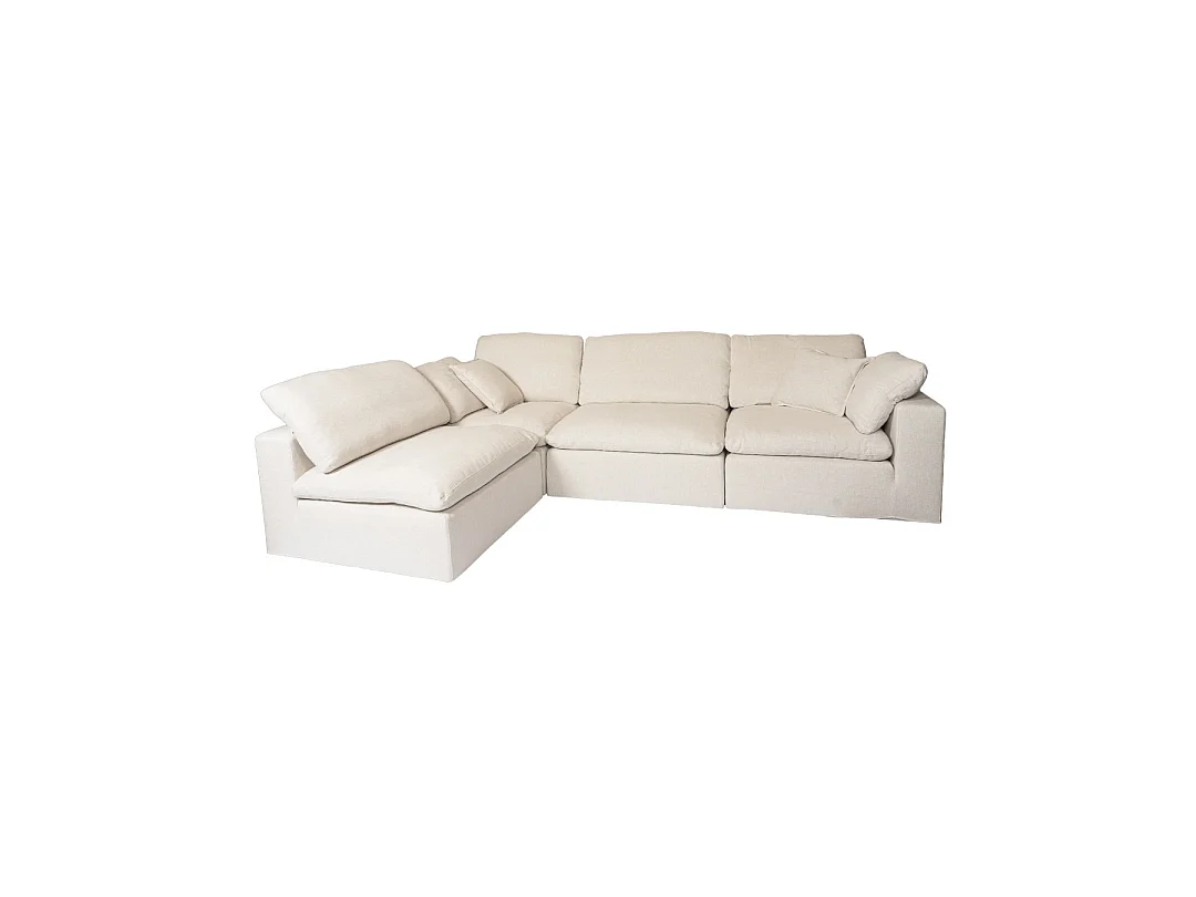 Cloud beige - Canapé en lin beige modulable 3 ou 4 places