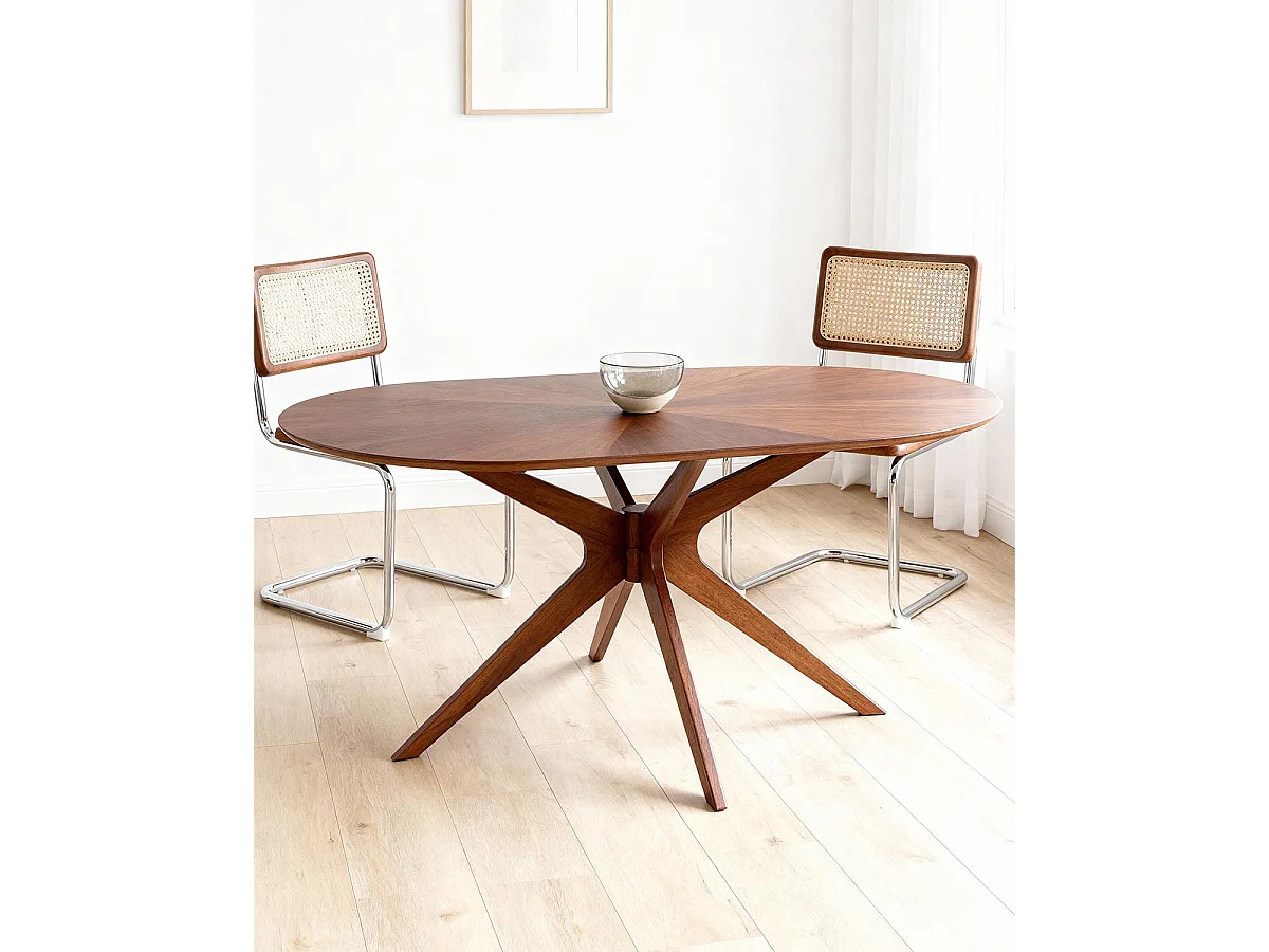 Mesa de comedor ovalada gina oscura madera para hogar moderno mueble de almacenaje  - Homekit