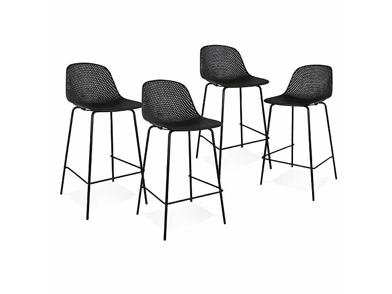 Lot de 4 tabourets mi-hauteur LOKI noir