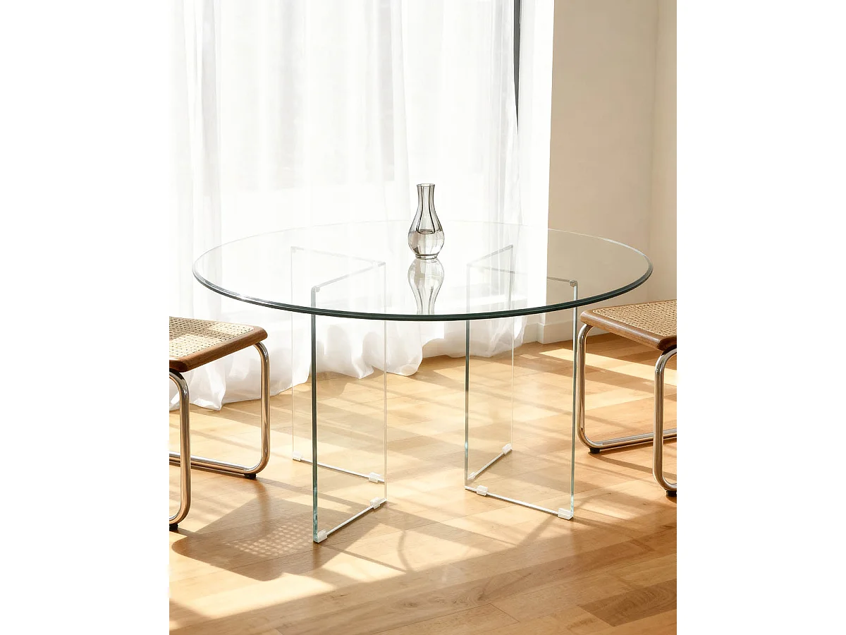 Mesa de comedor redonda mia transparente para hogar moderno mueble de almacenaje  - Homekit