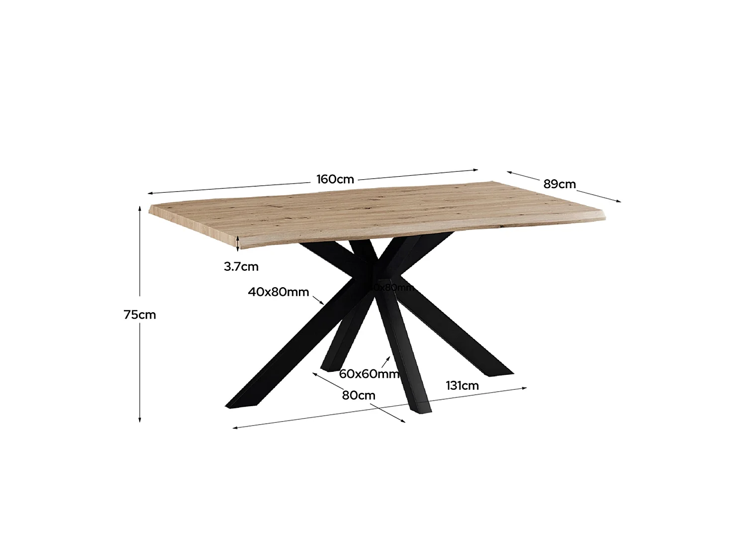 Mesa de comedor de sobre irregular thelma oscura madera para hogar moderno mueble de almacenaje  - Homekit