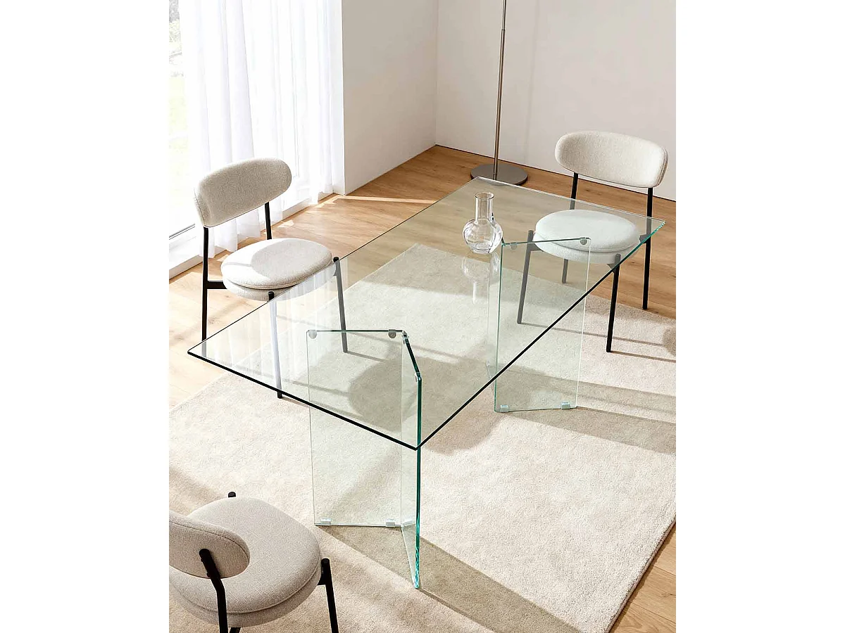 Mesa de comedor rectangular mia transparente para hogar moderno mueble de almacenaje  - Homekit