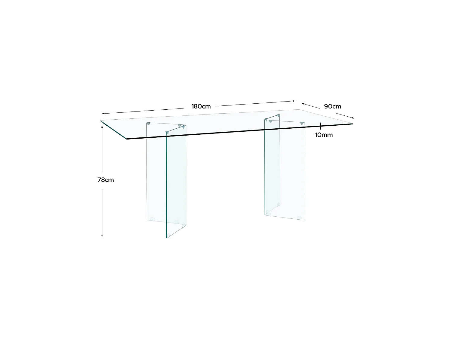 Mesa de comedor rectangular mia transparente para hogar moderno mueble de almacenaje  - Homekit