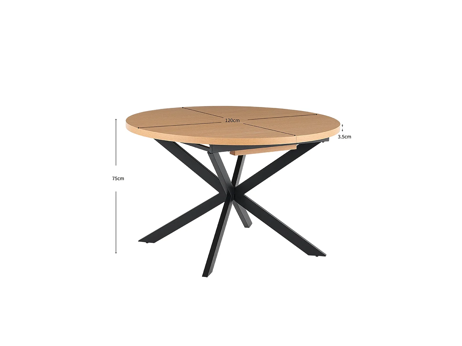 Mesa de comedor redonda extensible elvia natural y madera para hogar moderno mueble de almacenaje  - Homekit