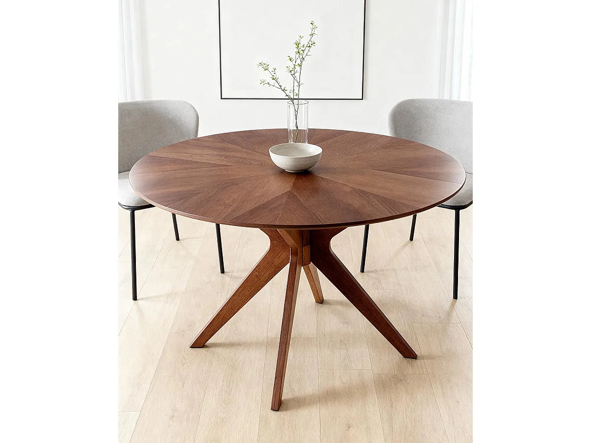 Mesa de comedor redonda gina oscura madera para hogar moderno mueble de almacenaje  - Homekit