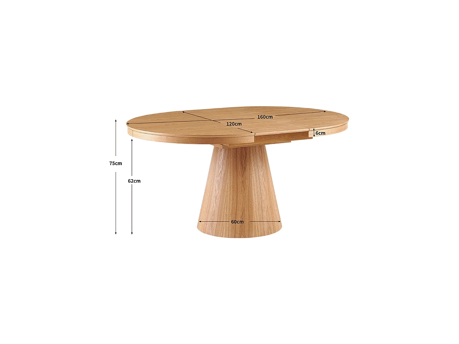Mesa de comedor redonda extensible cassie natural y madera para hogar moderno mueble de almacenaje  - Homekit